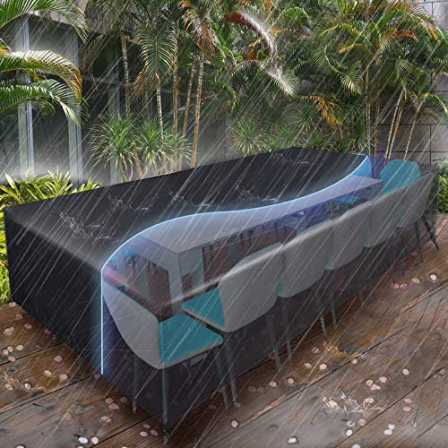 Housse étanche pour meubles Essort - Pour meubles de jardin, de terrasse, canapé d’angle de jardin de 2 à 12 places, table, chaises en PVC, 315 x 160 x 74 cm