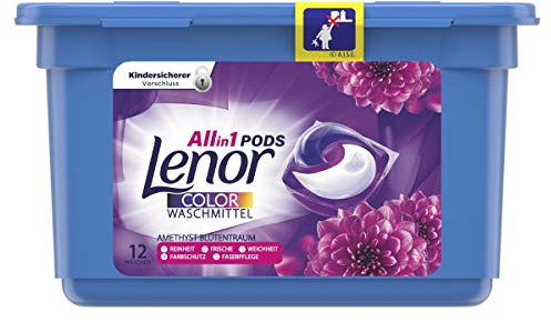 Lenor 3in1 PODS Colorwaschmittel Strahlendes Blütenbouquet, 12 Waschladungen