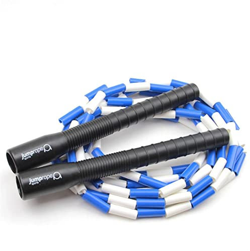 Professionelles Rope Skipping Wettkampf Springseil Freestyle Bead - Länge verstellbar (BLAU-WEISS, 3.0m)