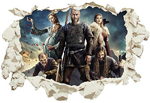 Unified Distribution Vikings TV Serie - Wandtattoo mit 3D Effekt, Aufkleber für Wände und Türen Größe: 92x61 cm, Stil: Durchbruch