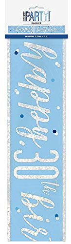9ft Foil Glitz Blue & Silver 30th Birthday Banner