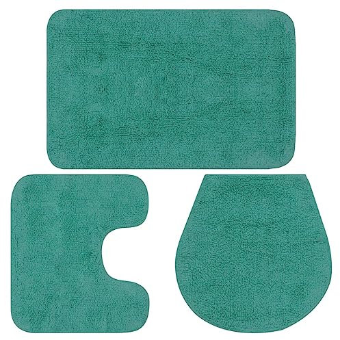 vidaXL Badematte 3-TLG. Türkis Badteppich Badvorleger Deckelbezug Badezimmer