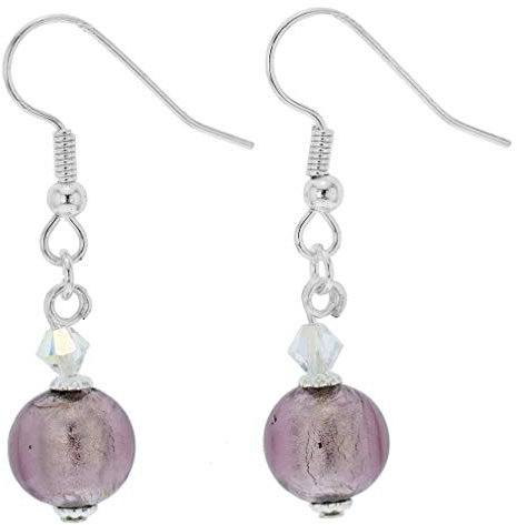 Boucles d'oreilles Boule Pétillante Murano - Violet Clair