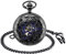 MICGIGI-Unisex Taschenuhr mit Kette Analog Handaufzug Retro Gang Hohlen Mechanische Taschenuhren Schwarz