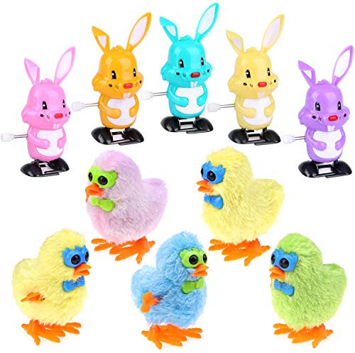 HOWAF Ostergeschenke Kinder, 10 Stück Aufziehspielzeug Hasen Osterküken Aufziehbare Hasen für Osterdeko, Ostern Geschenke Kinder, Kleine Ostergeschenke Kinder, Osterkörbchen, Osternester zum Befüllen