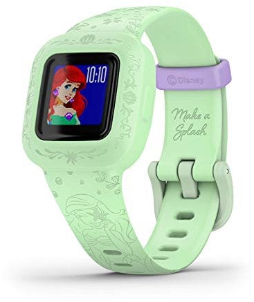 Garmin Vivofit Jr.3 Princess Ariel - Activity Tracker per Bambini, Cinturino Regolabile, Verde Acqua, 4 Anni in su