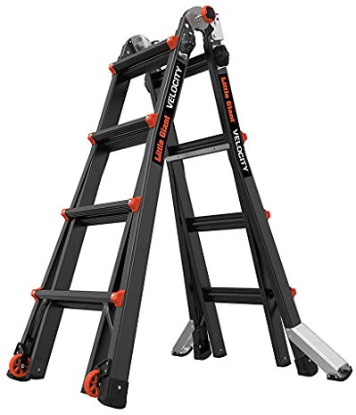 Little Giant Ladders 1304-017 Velocity PRO Multi-purpose Ladders, 4 Tread, Superior Anodised Finish, EN131