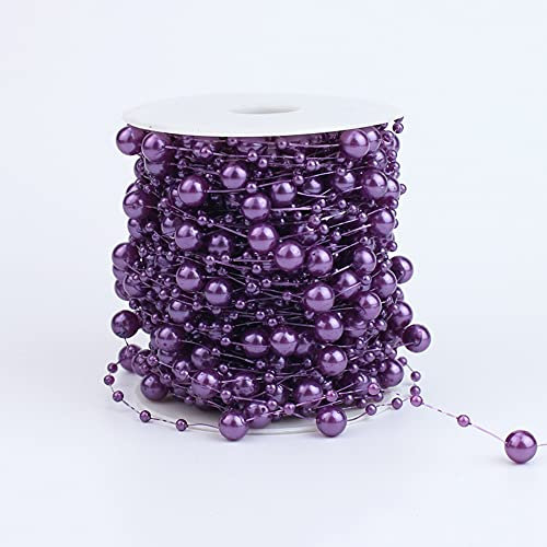 30m Perlengirlande Perlenband Perlenkette Perlenschnur Geschenkband Dekoband mit Perlen für DIY Basteln Party Tischdeko Hochzeit Braut Haarschmuck Ohrringe Halskette Brautstrauß Weihnachten,Lila