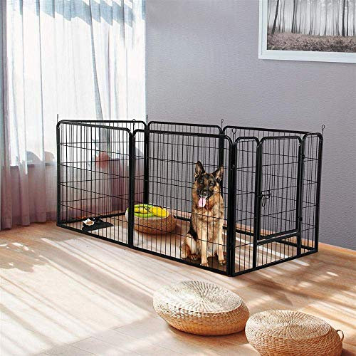 Parque para Perros de 4 Paneles Parque de Juegos para Mascotas Plegable con Puerta de Pestillo para Exterior e Interior -80 * 60cm (6 Piezas)