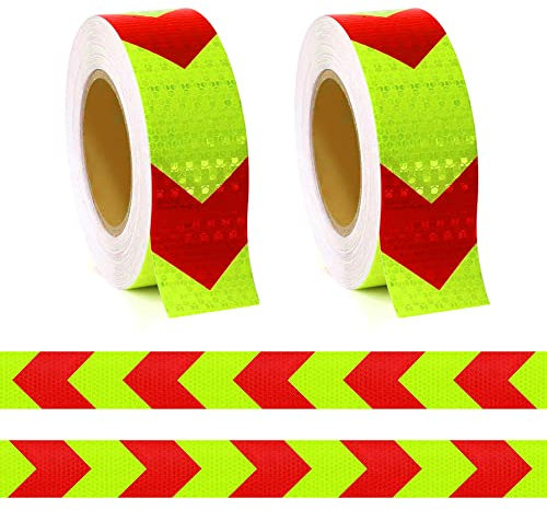 Jantabo 2 Rollen Reflektierendes Warnklebeband, Reflektorband Selbstklebend, Für Fahrbahnmarkierung Sicherheit Warnung Straßentransport Fahrzeuge Schiffe Fairways (15mx5cm)