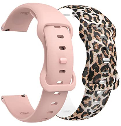 Weayege Cinturino in Silicone 20mm 22mm,Sgancio Rapido, 10 Colori Cinturini di Ricambio per Orologi in Gomma 20mm 22mm (20mm, Pink-Leopard)