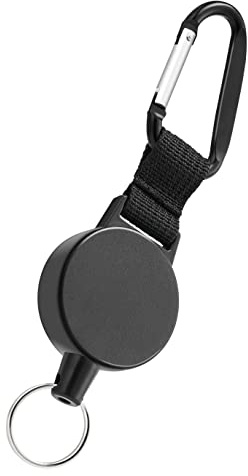 webbomb Schlüsselrolle Schlüssel-Jojo mit 70cm Stahlseil Ausweishalter Schlüsselanhänger Kartenhalter ID-Ausweisrolle ausziehbar Keyholder Band Schlüsselband Skipasshalter (schwarz ohne Logo)
