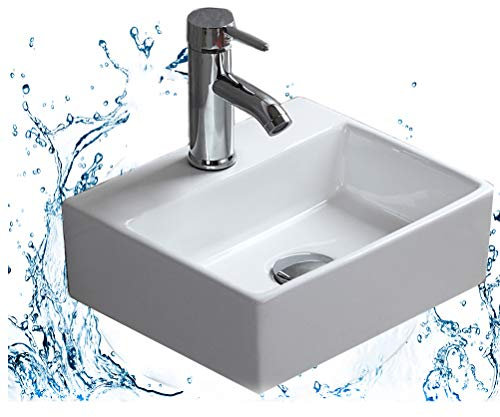 CROSS ZEBRA Rectangle Lavabo Éviers Mur Monté À Haute Température Calcination En Céramique Récipient Fait À La Main pour Salle De Bains Vestiaire Toilette (Taille: 335 × 290 × 115mm, Poids: 5kg,)