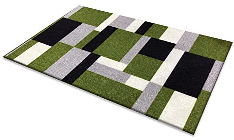 B&B Door Mat Indoor Washable Heavy Duty Floor Protector Mat Inside Large Dirt Trapper Mats Entryway Patio Door Matt Kilas Green Black| 60 Cm X 110 Cm
