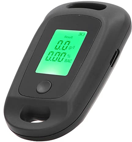 Alkoholtest, Bärbar USB-alkotestare med Nyckelring Hög Noggrannhet Digital LCD-skärm Alkoholtestare för Hem eller Fest Snabb Respons Personlig eller Professionell Användning (Svart)