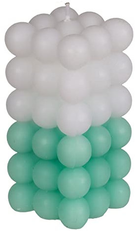 ReWu Kerze Echtwachskerze Bubble-Kerze Farbig Grün Weiß Farbverlauf Wohndekoration 6x12cm