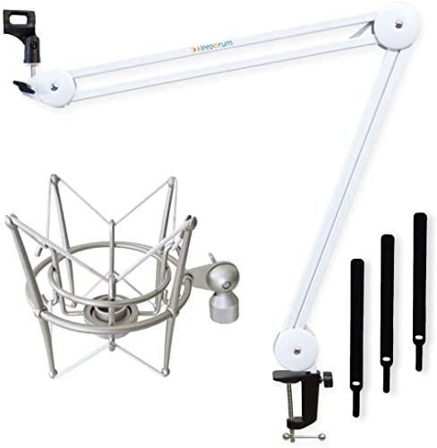 keepdrum MS138 Gelenkarm-Tischstativ Weiss + MS089 Mikrofon-Spinne für G-Track AT-2020/USB+