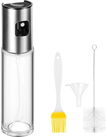 CUESVAP Nebulizzatore Olio, 100ml Spruzzino Olio per Friggitrice Aria, Vaporizzatore Olio da Cucina con Pennello, Bottiglia di Olio e Aceto per Cucinare, Grigliare e Friggere