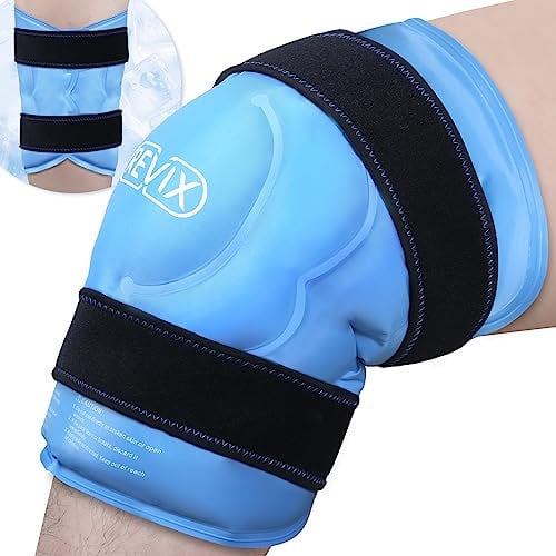 REVIX Paquete de hielo de rodilla XXXL de 20 pulgadas, envoltura alrededor de toda la rodilla después de la cirugía, paquete de hielo grande para aliviar el dolor de rodilla