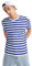 Golomak® Men Women's Striped T-Shirt - Unisex Crew Neck Short Sleeve Stripes T-Shirt Casual Summer Top (Navy White, Medium)