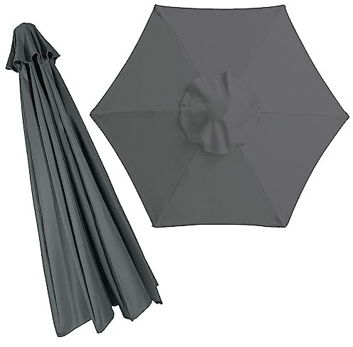 Toile de rechange pour parasol 2.0m/2.7m/3.0m, toile de parasol deporté 6 baleines/8 Baleines, Housse de rechange pour parasols de jardin, Anti-UV extérieur Parasols Auvent de rechange(Couleur:Dark Gr
