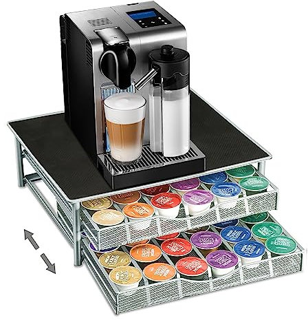 Porte-Capsules,Tiroir de Rangement 72 Pièces pour Dosettes,Tassimo Tiroirs à Capsules de Café,Porte Dosette Tassimo,Support pour Machine à Café Avec Organisateur de Dosettes
