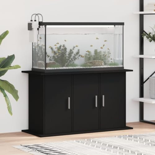 KRHINO Aquarien Schrank, Aquariumständer Schwarz 101x41x58 cm Holzwerkstoff 6 Fächer mit Türen praktischen Stauraum Aquarien entwickelter Aquarium Tisch Aquarien Schrank für sicheren Stand