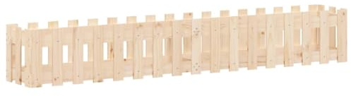 vidaXL Hochbeet, Pflanzkasten mit Lattenzaun-Design, Frühbeet Pflanzbeet für Garten Terrasse, Gemüsebeet Blumenkasten, 200x30x30 cm Massivholz Kiefer