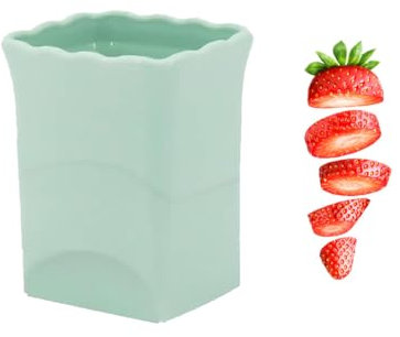 Strawberry Slicer, Cup Fruit and Vegetable Speed Slicer, 2024 New Mini Fruit Slicer Chopper Cup, Stainless Steel Cup Egg Slicer with Push Plate, Banana Slicer Kitchen Gadget- 1 Pcs (Green)