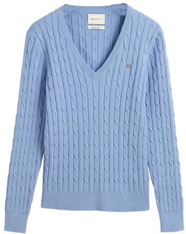 GANT Women's Stretch Cotton Cable V-Neck Pullover Sweater