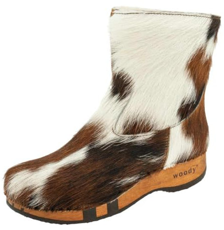 woody Damen Sandra Clog Stiefelette, Fell Natur, 40 EU