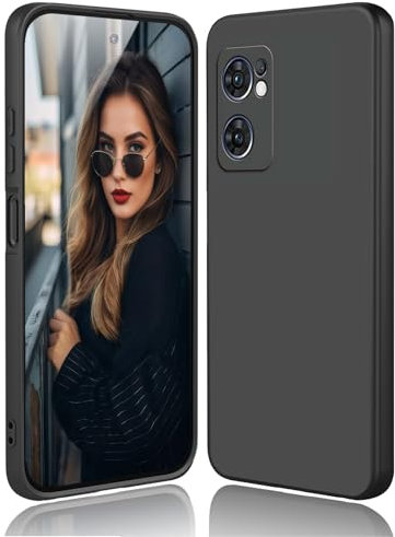 DESSEN Hülle für Oppo Find X5 Lite Handyhülle - Flüssige Silikon Schutzhülle Stoßfest Kameraschutz Case Dünn Weiche TPU Bumper Cover mit Kratzfestem Mikrofaserfutter, Schwarz