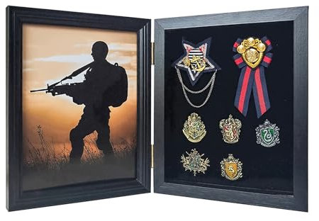 Souvenir-Vitrine, Medaillen-Vitrine, Anstecknadel-Vitrine, 22,6 x 27,4 cm, Anstecknadel-Displaybox für Militärabzeichen, Medaillen, Etiketten, Schmucknadeln, riesige Nadeln, Insignienbänder