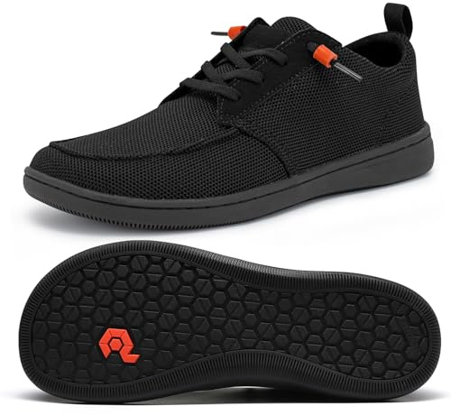 Men's Barefoot Wide Toe Box Shoes - Minimalist Barefoot Dress Shoes Sneakers Zero Drop Men's Dress Slip-ons Walking Shoes All Black Size 10 Wide