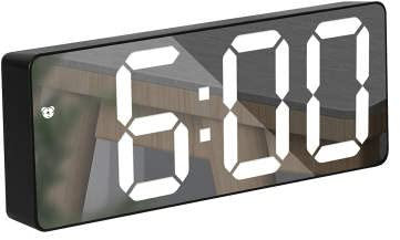 Digital Alarm Clock, Bedside Alarm Clock, USB Port Charging Alarm Clock, Snooze Alarm Auto Dim Light Adjustable Brightness and Volume, Black Color with White LED, for Bed Room/Office.