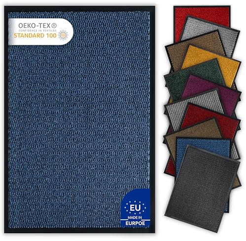 Bodenständig® Saubere Schuhe Dank saugstarkem Stoff (robust) perfekte Größe Blau in 40x60cm - Fußmatte innen, Fussmatte innen - Schmutzfangmatte für innen Türmatte