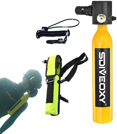 minii Scuba Tank | 0,5 l Handheld Minii Tauchtank | Wiederverwendbare Scuba Flasche | 6–12 Minuten Tauchtank Sauerstoffzylinder | Ersatz-Luft-Tauchzylinder | Anti-Verlust-Seil und