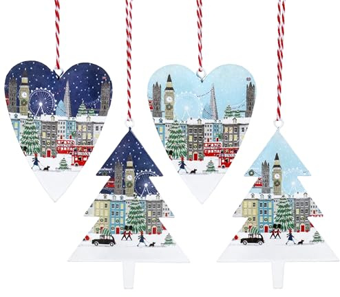 Gisela Graham London Scene Weihnachtsbaumschmuck, 4 Stück