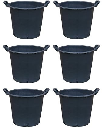 30L Heavy Duty Large Garden Pot with Sturdy Handles – UV Stable, Frost Resistant, Lightweight Container for Trees, Shrubs, Veg, and Garden Waste 6x by Thompson and Morgan (6)