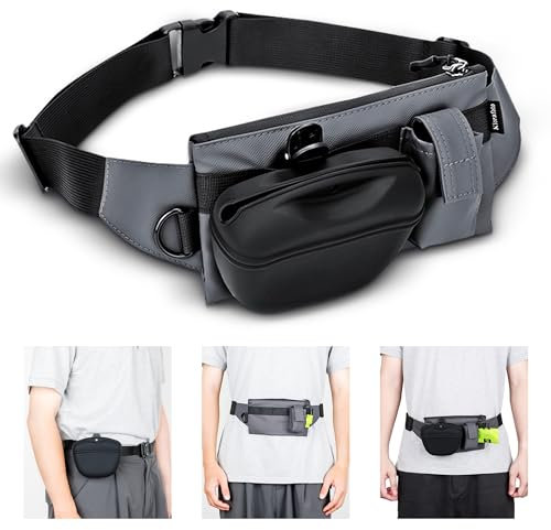 Sac de promenade imperméable pour chien, pochette en silicone pour le dressage avec clip amovible en silicone, pochette de promenade pour animal de compagnie avec ceinture réglable et fermoir
