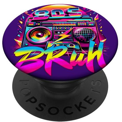 Retro 80s Bruh Boombox Vibe - Ultimate Throwback Party PopSockets mit austauschbarem PopGrip