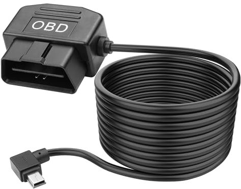 MEIRIYFA OBD Stromkabel für Dash Kamera, OBD2 zu Mini USB Adapter Hardwire Ladekabel mit 24 Stunden Überwachung und Acc Mode Schalter Taste 12V 36V zu 5V 3A für Dash Kamera GPS DVR (3.5M)