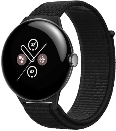 GIOPUEY Armband Kompatibel mit Google Pixel Watch 4 45mm/3 45mm, Geflochtenes Nylon Armband [unisex] elastisch Ersatzarmband - Black