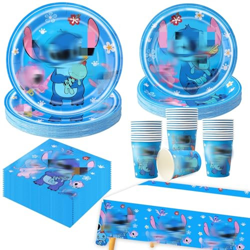 81 Pcs Party Decorations, Blue Party Supplies Tableware Set Birthday Decorations Included Party Plates Cups and Napkins Table Cloth Banner for 20 Guests Boys Girls Chrildren