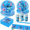 81 Pcs Party Decorations, Blue Party Supplies Tableware Set Birthday Decorations Included Party Plates Cups and Napkins Table Cloth Banner for 20 Guests Boys Girls Chrildren