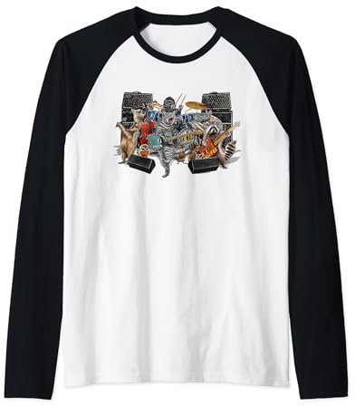 Animal Band Animalz Musicien Band Musique Chats Chiens Raton Laveur Manche Raglan