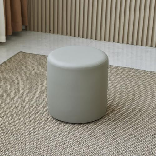 SHIJHUI Schuhwechselhocker, runder Ottomane, Gäste-Sitz, extra Sitz, Sofa, Fußstütze, weicher Schwammfüller, wasserdicht, PU-Leder, Pouf (grau, 35 cm hoch x 30 cm breit)