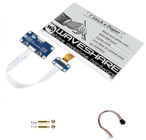 7.5inch E-Ink Display HAT for Raspberry Pi 4B/3B+/3B/2B/Zero/Zero W/Zero WH and Jetson Nano no/Ard/Nucleo 800x480 Pixel Black White Two-Color SPI Interface E-Paper Screen LCD