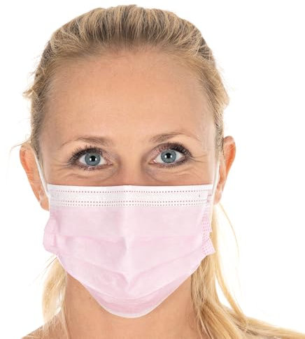 FRANZ MENSCH 50 Stück Hygostar Mundschutz Civil Use, 3-lagig | PP, Packung, rosa, L: 17,5 cm, B: 9,5cm, Mundschutz, Atemschutz, Einwegmaske