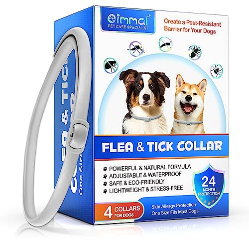 Collier Anti Puces pour Chien, Collier RéGlable pour Chien, ImperméAble, Protection Efficace Pendant 24 Mois, pour Les Petits, Moyens et Grands Chiens